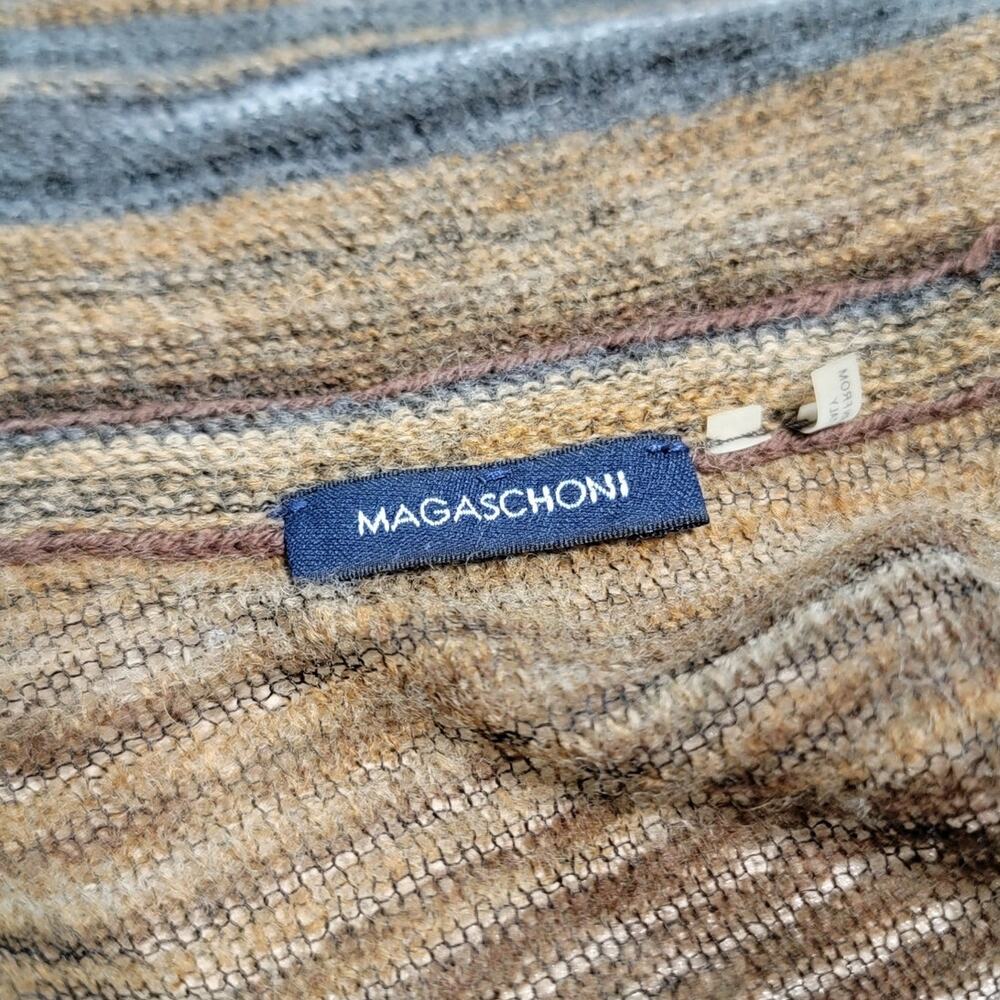Magaschoni Wool Blend Cardigan Sweater Striped Southwestern Boho Open Front - Picture 5 of 8